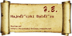 Hajnáczki Balázs névjegykártya